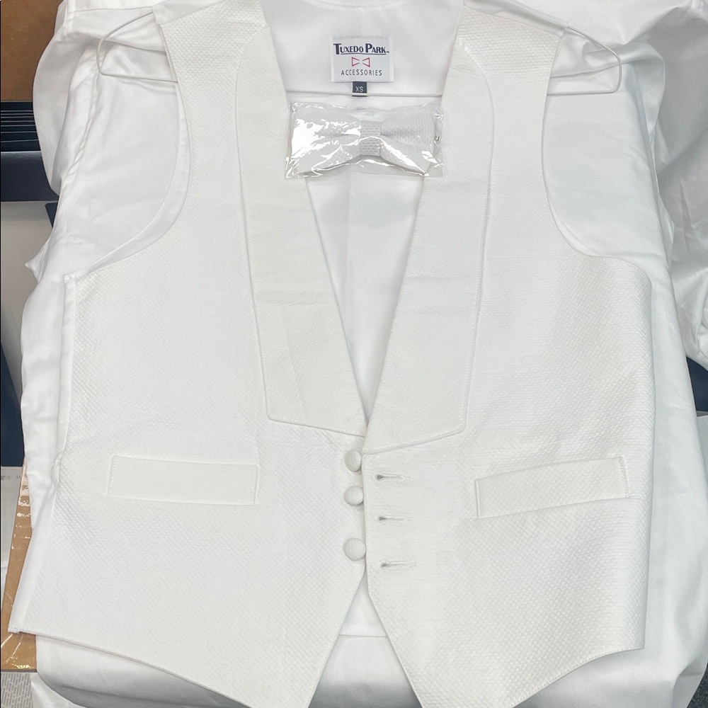 White Pique Formal Vest and Bow Tie